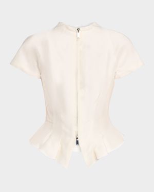 Maelle Zip-Front Peplum Top