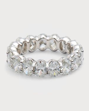 Oval-Cut Diamond 18K White Gold Eternity Band Ring, Size 6, 6.0tcw