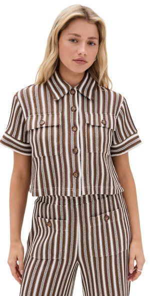 Veronica Beard Jean Bouvier Top White/Brown L