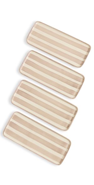 Zafferano Lido Rectangular Plates Set of 4 Sand Stripe One Size
