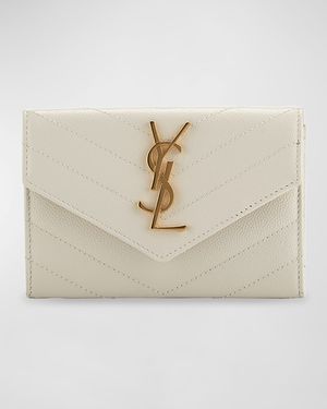 YSL Monogram Small Flap Wallet in Grained Leather