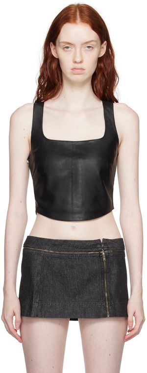 Miaou Débardeur Zola noir en cuir