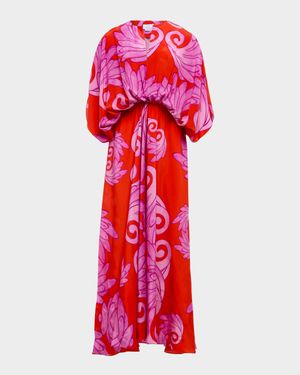 Lydia Blouson Silk Maxi Dress