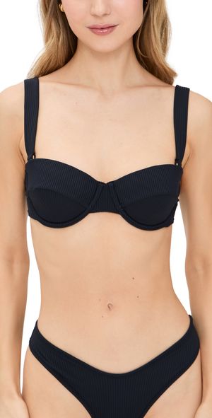 Montce Bustier Bikini Top Black Rib L