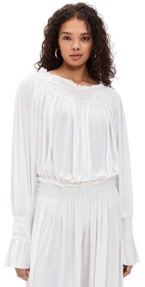 Norma Kamali Peasant Bodysuit Snow White XL