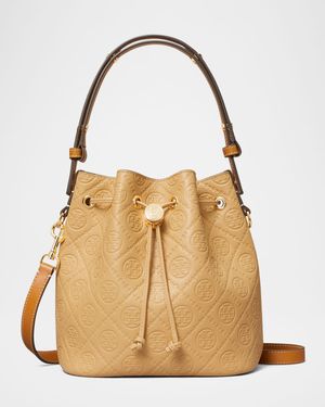 T Monogram Soft Pebbled Bucket Bag