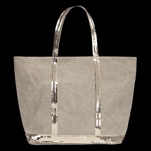 Vanessa Bruno - Cabas l brodé avec sequins en lin - Taille Unique - Beige