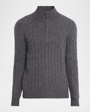 Men's Cable-Knit Cashmere Quarter-Zip Sweater