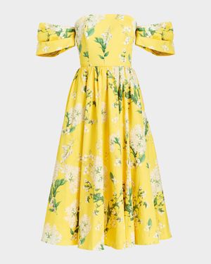Odette Floral-Print Convertible Midi Dress
