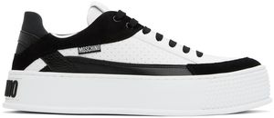 Moschino White & Black Bumps & Stripes Sneakers