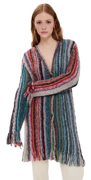 The Elder Statesman Mixed Fringe Cardigan Beachy Multi XS/S
