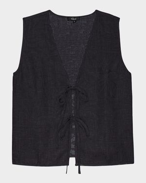 Oregon Linen Tie-Front Top