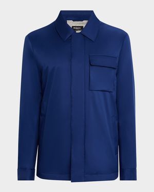 Men's Covered-Zip Shirt Jacket