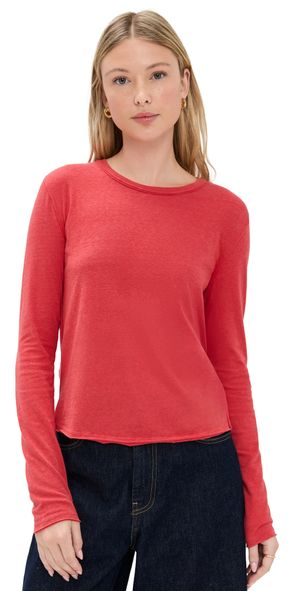 Free People Nova Long Sleeve Tee Rococco Red S