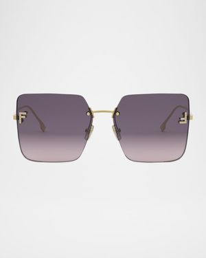 Oversized Rimless Square Metal & Nylon Sunglasses