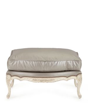 Silver Leather Bergere Ottoman