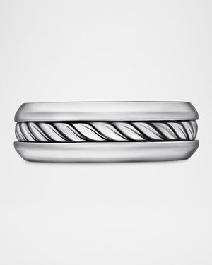 8mm Men's Cable Ring in Silver