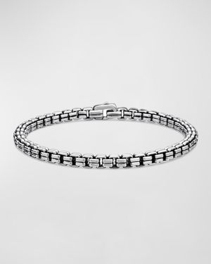 Men's Double Box Chain Bracelet in Silver, 4mm