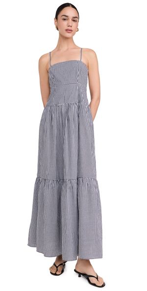 Playa Lucila Square Neck Maxi Dress Black Gingham XL