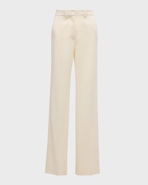 Morissey Mid-Rise Straight-Leg Cady Pants