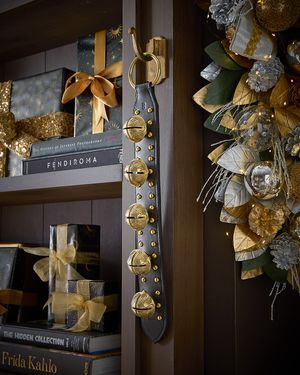 5 Solid Studded Brass Bells in Black