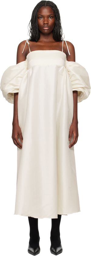 Kika Vargas Robe midi Roberta blanc cassé