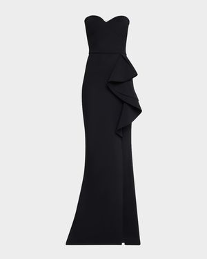 Strapless Ruffle Column Gown