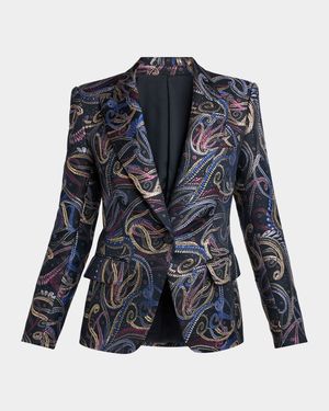 Paisley Jacquard Single-Breasted Blazer
