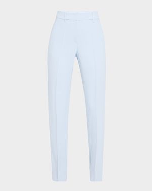 Creased Straight-Leg Cady Crepe Trousers