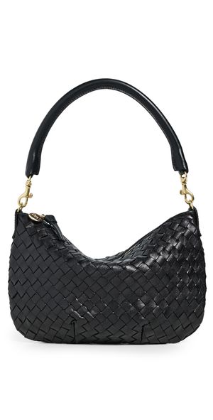 Clare V. Petit Moyen Medium Woven Diagonal Messenger Bag Black One Size