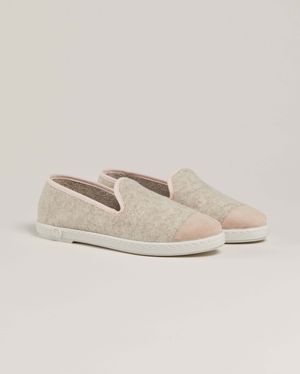 Angarde - Chausson femme laine, beige rose poudré - Taille 42 - Beige