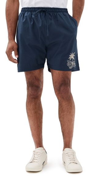 Fanm Mon Gorkem Embroidered Linen Shorts Navy M