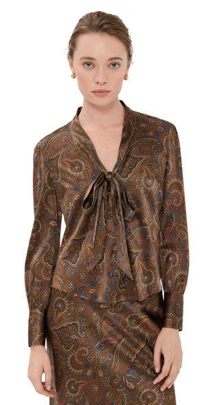 Veronica Beard Francine Blouse Walnut Multi 0