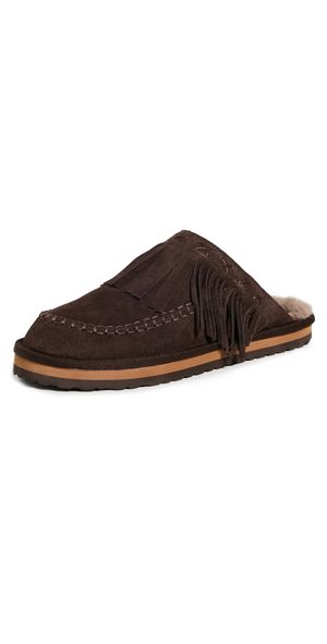 Free People Fallon Fringe Mules Chocolate 8.5