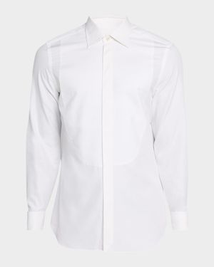 Men's Cotton and Silk Bib-Front French Cuff Dress Shirt