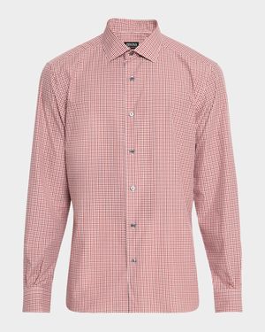 Men's Cotton Check Casual Button-Down Shirt