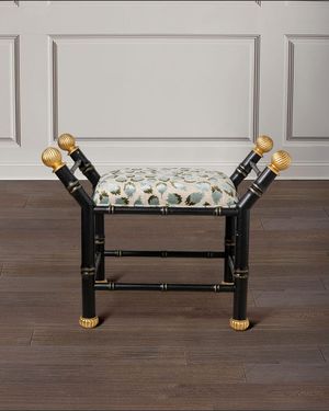 Boca Celadon Ocelot-Print Bench, Black