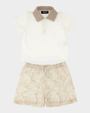 Boy's Cotton Polo Shirt & Shorts Set, Size 3M-18M