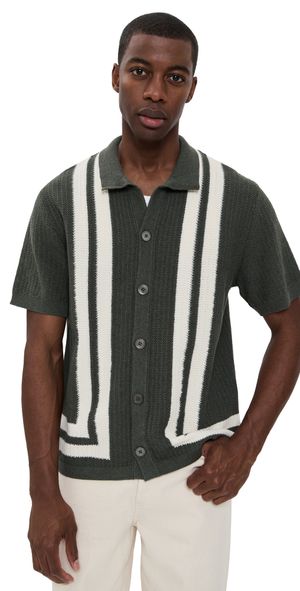 NN07 Ares Knit Button Down Polo Croc Green XL