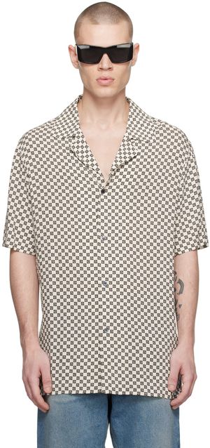 Balmain Black & Off-White Mini Monogram Shirt