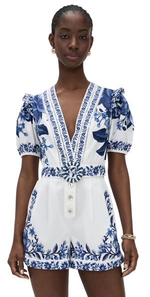 FARM Rio Summer Fruit Scarf Romper Off White S