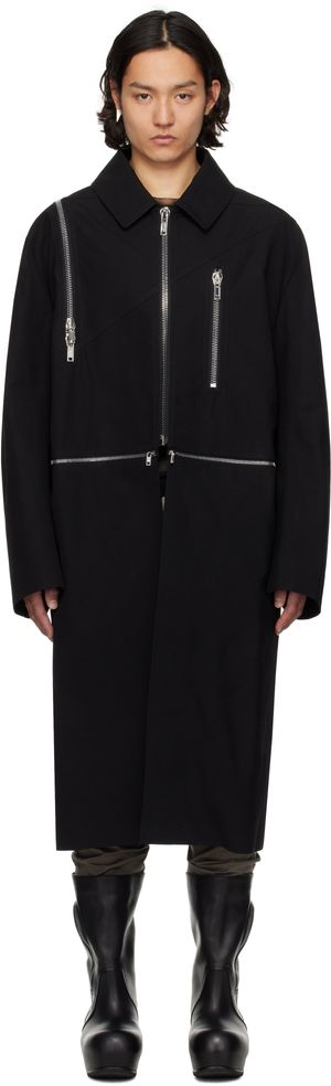 Rick Owens Black Hollywood Headon Jumbo Mac Coat