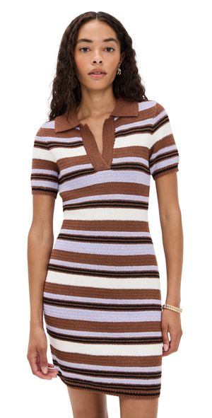 LE BOP Striped Boucle Mini Dress Toffee/Lilac M