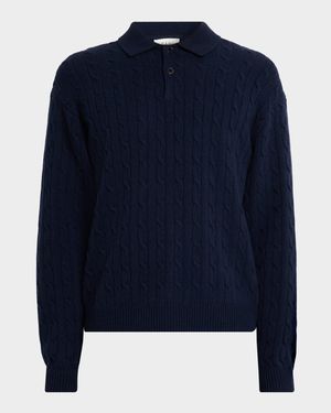Men's Wool and Cashmere Cable Polo Sweater
