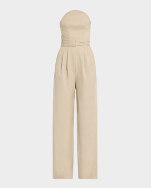 Crosby Strapless Pleated Suiting Jumpsuit