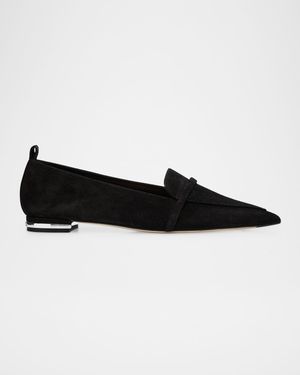 Dora Suede Pointed-Toe Loafers