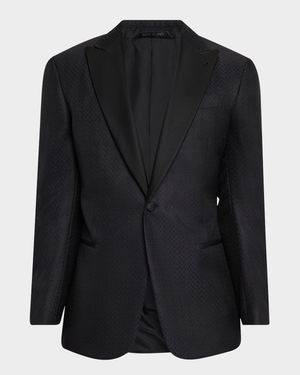 Men's Honeycomb Satin Peak Lapel Dinner Jacket