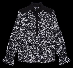 The Kooples - Blouse col montant imprimée - Taille 3 - Noir