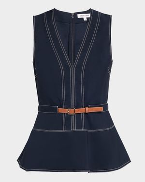 Nickelby Belted V-Neck Top