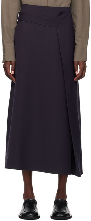 Studio Nicholson Navy Bassi Midi Skirt